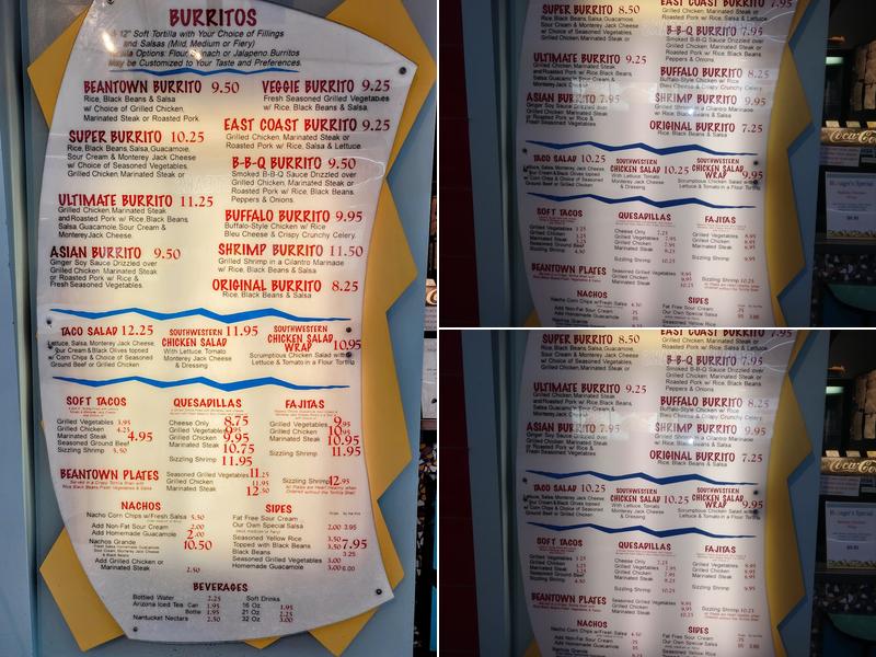 Beantown Burrito Menu