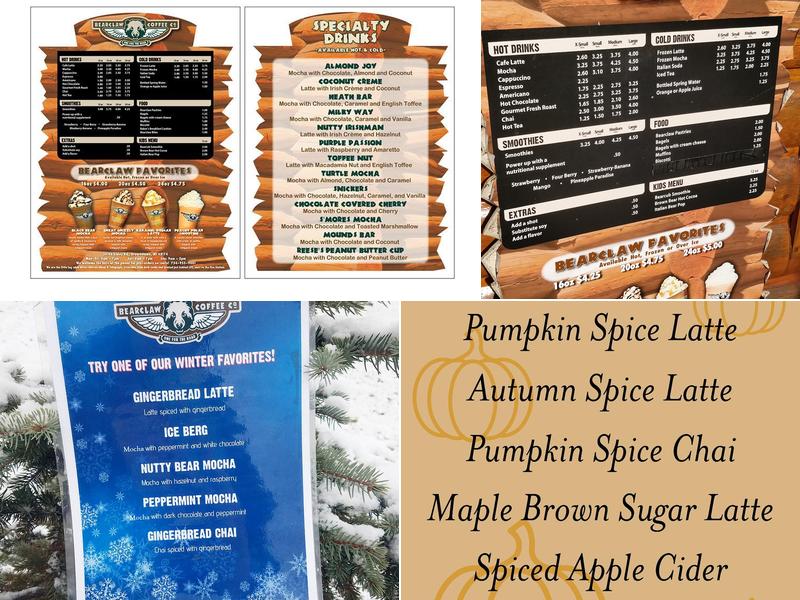Bearclaw Coffee Co Menu