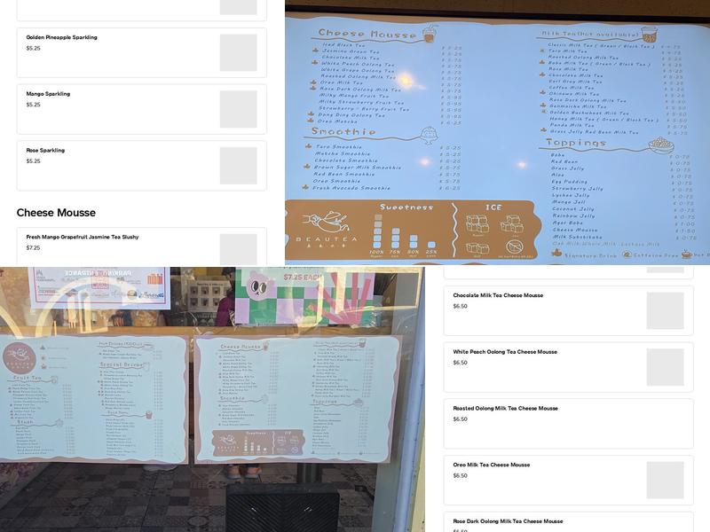 BeauTea Menu