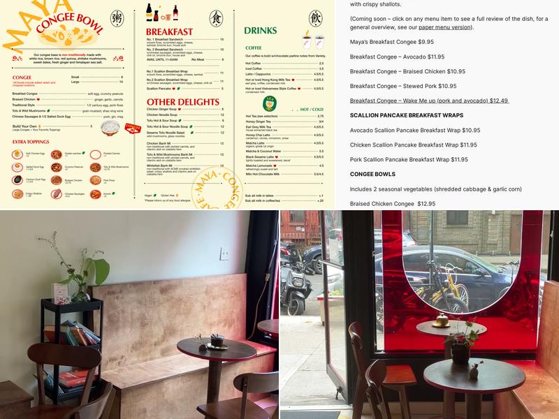 Maya Congee Cafe Menu