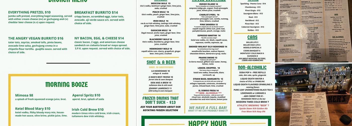 Beelman's Menu