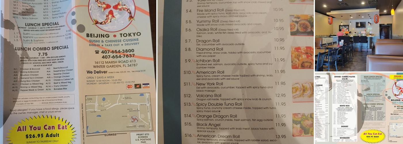 BEIJING TOKYO Menu