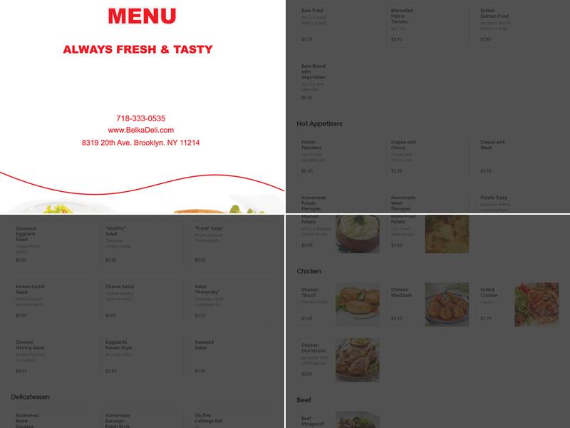 Belka Deli Menu