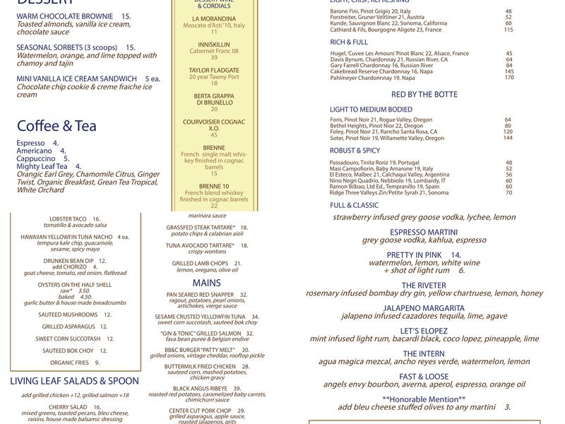 Bell Book & Candle Menu
