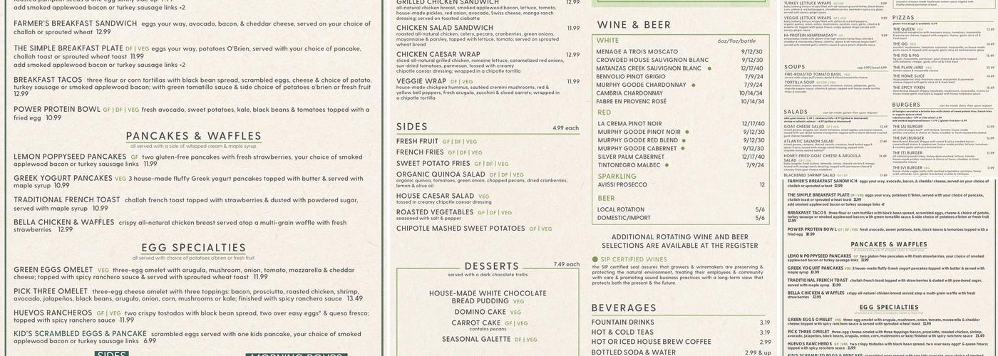 bellagreen Menu