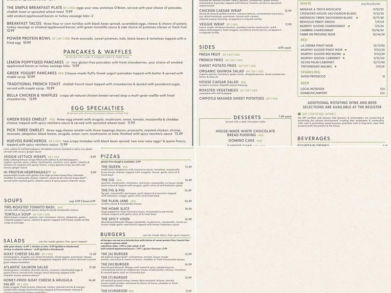 bellagreen Menu