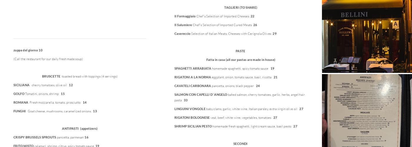 Bellini Menu