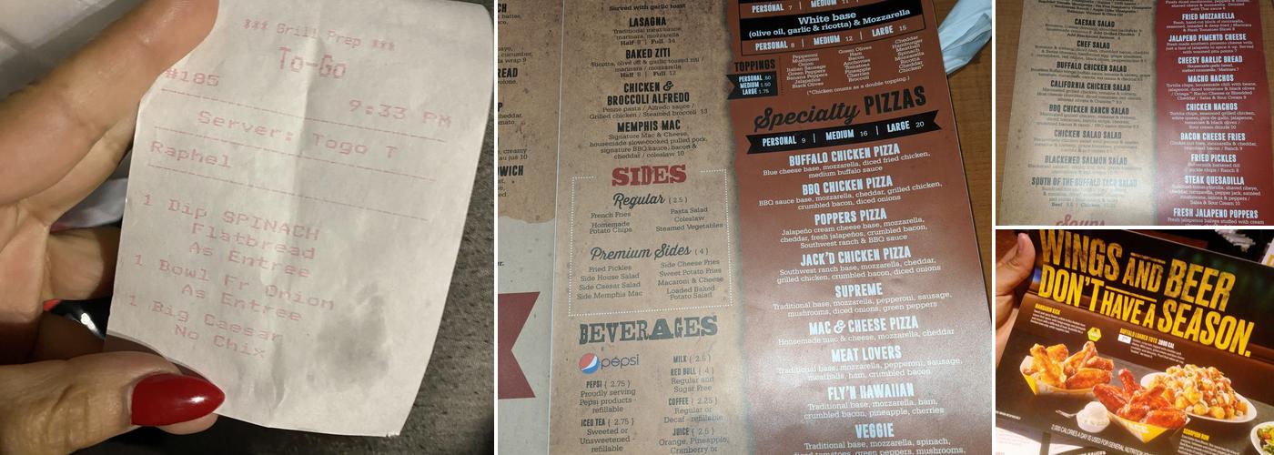 Buffalo Wild Wings Menu