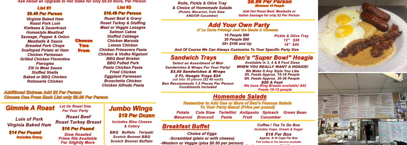 Ben's Morrisville Deli Menu