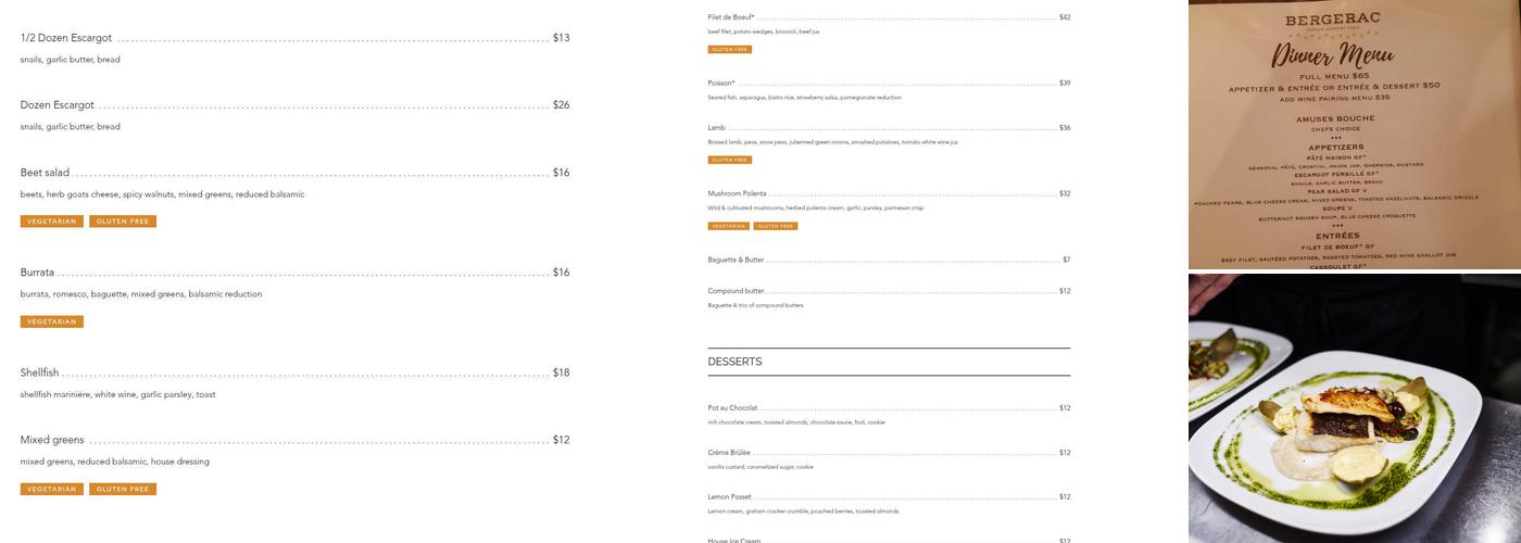 Bergerac Menu