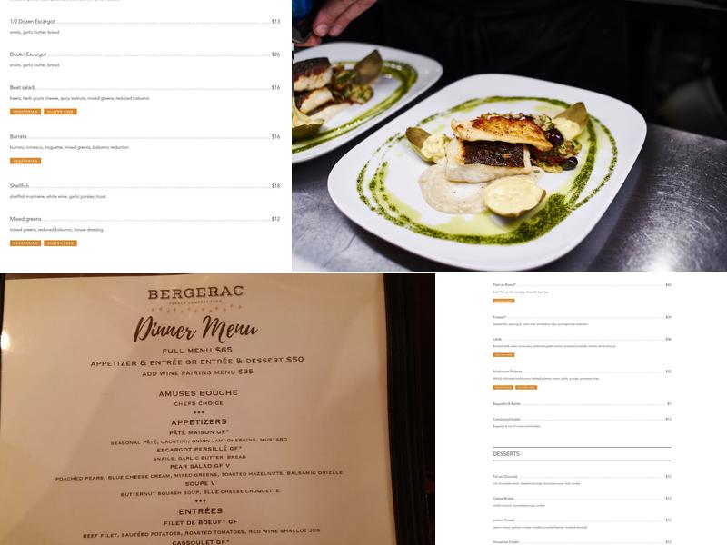 Bergerac Menu