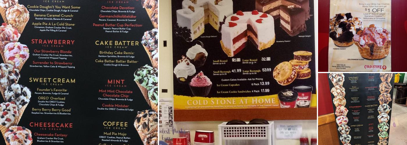 Cold Stone Creamery Menu