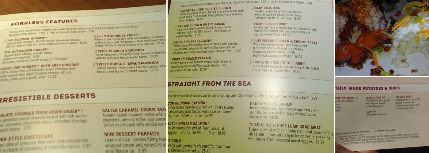 Outback Steakhouse Menu