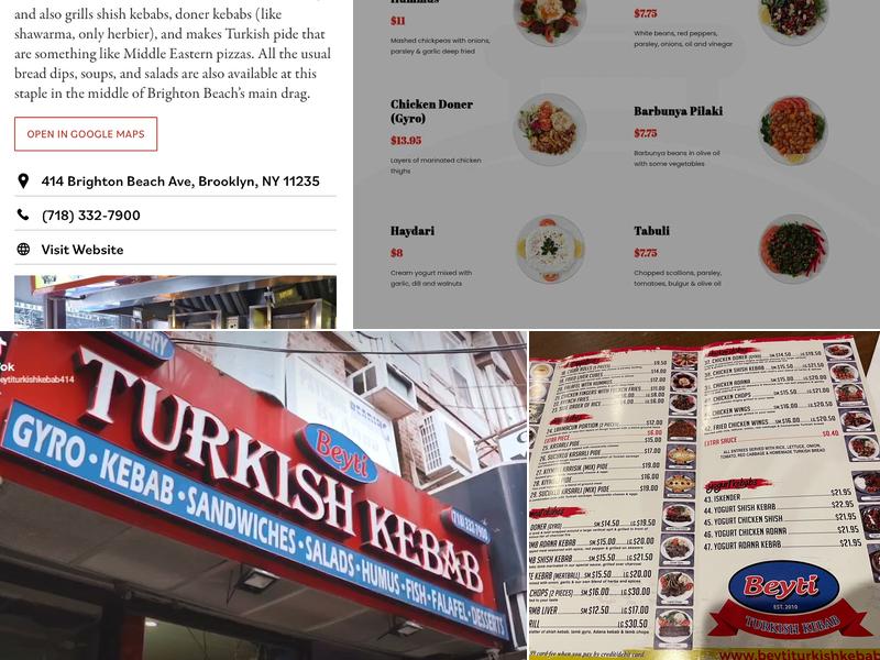Beyti Turkish Kebab Menu