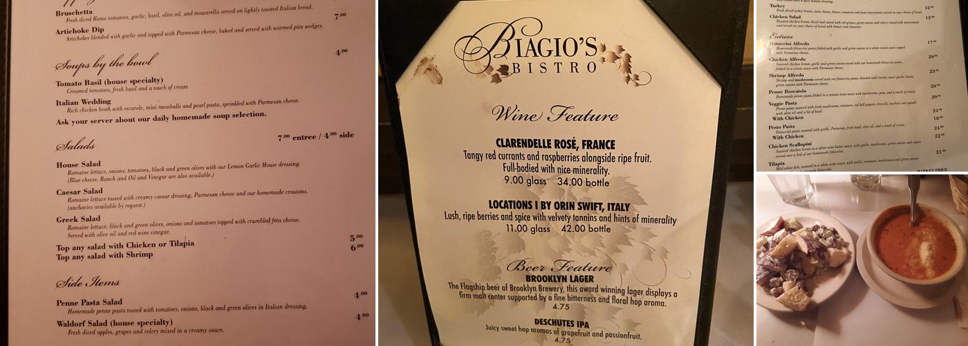 Biagio's Bistro Menu