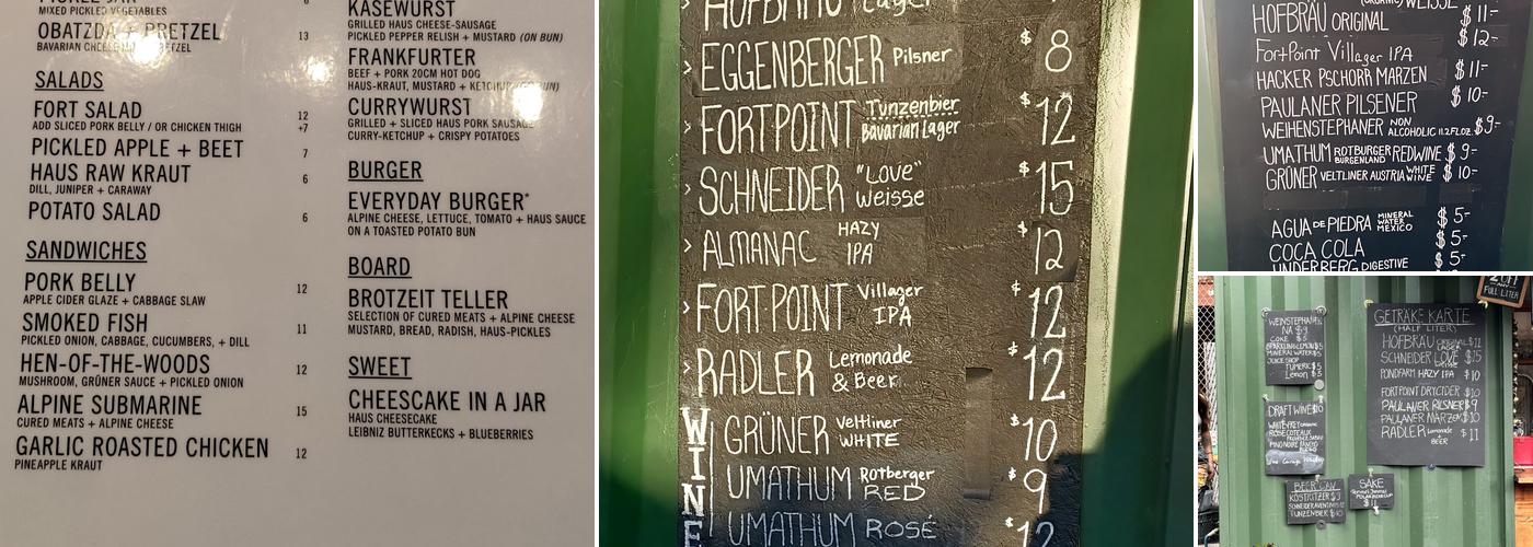 Biergarten Menu
