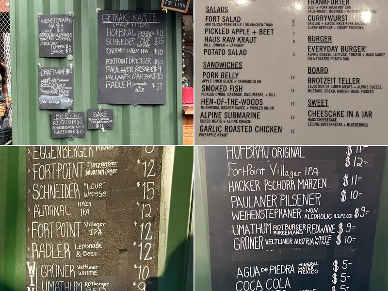 Biergarten Menu