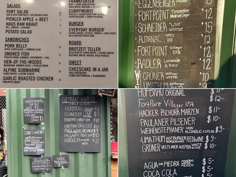 Biergarten Menu