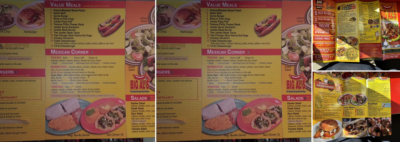 Big Al's Menu