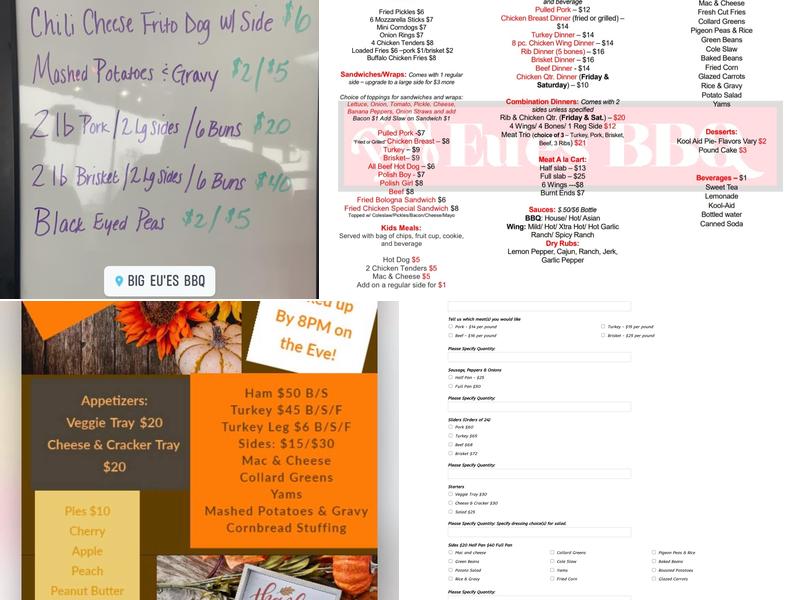 Big Eu'es BBQ Menu