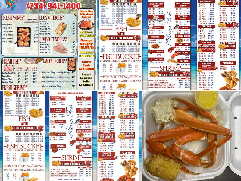 Eureka Fish & Seafood Menu