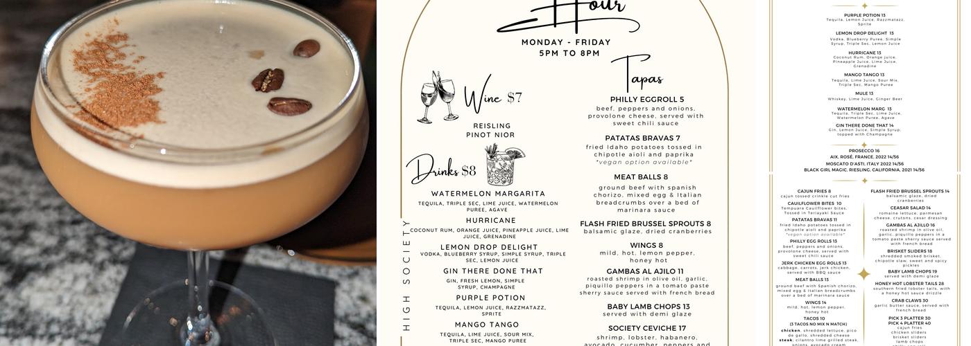 High Society Buckhead Menu