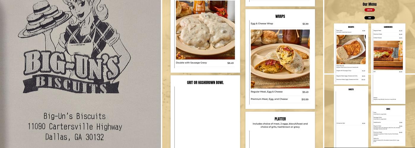 Big-Un's Biscuits Menu