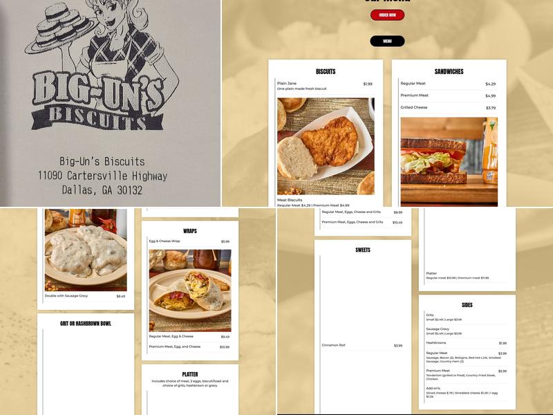 Big-Un's Biscuits Menu