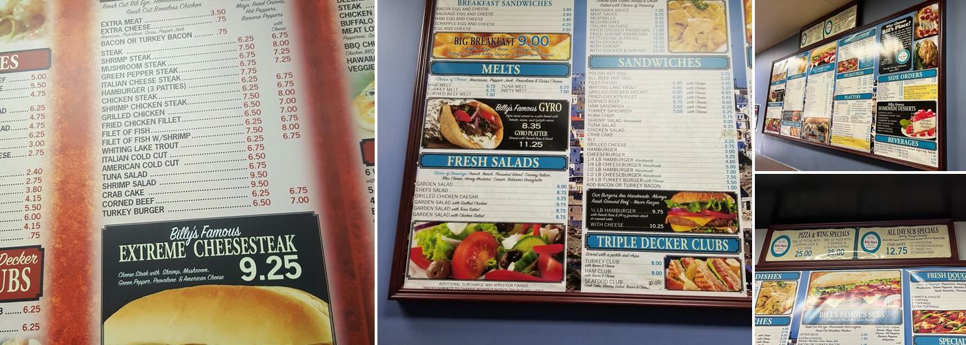 Bill's Place Menu