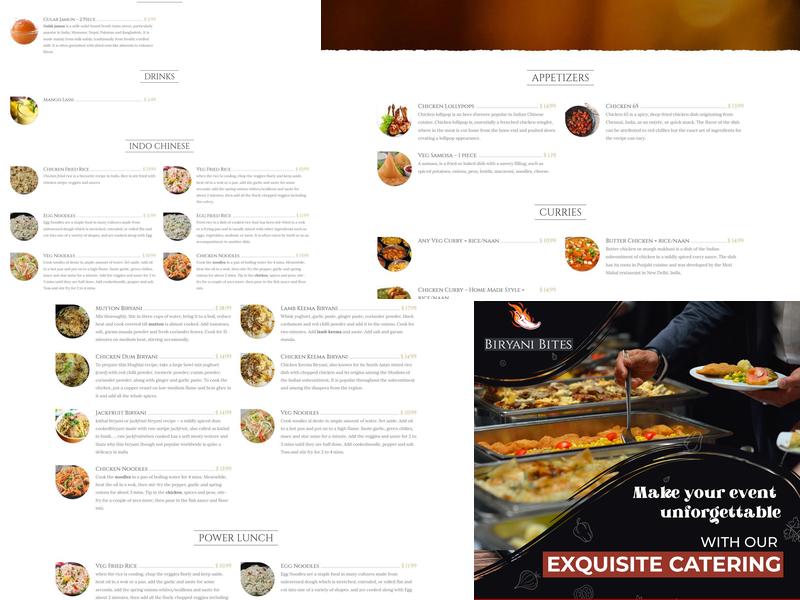 Biryani Bites Menu