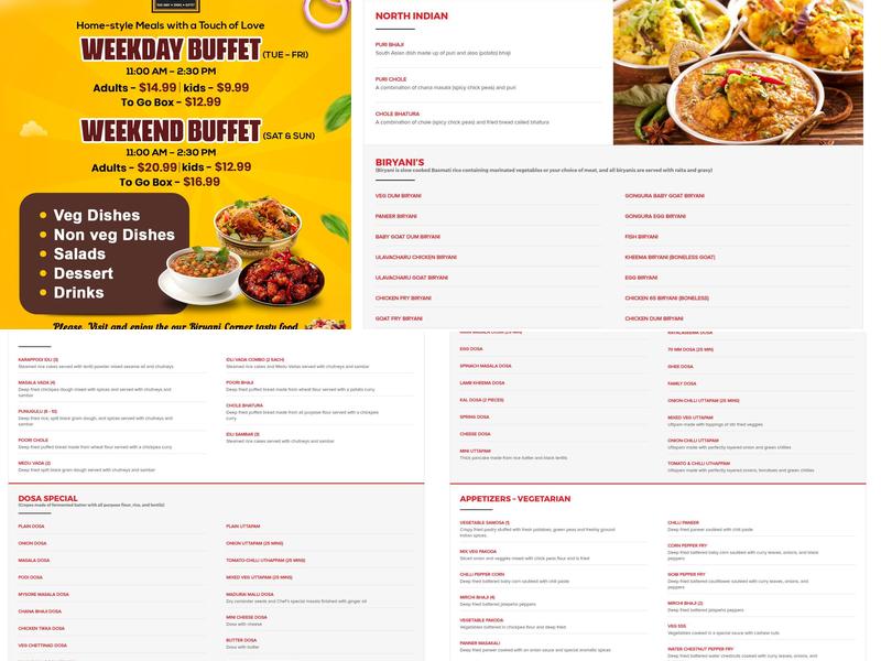 Biryani Corner Menu