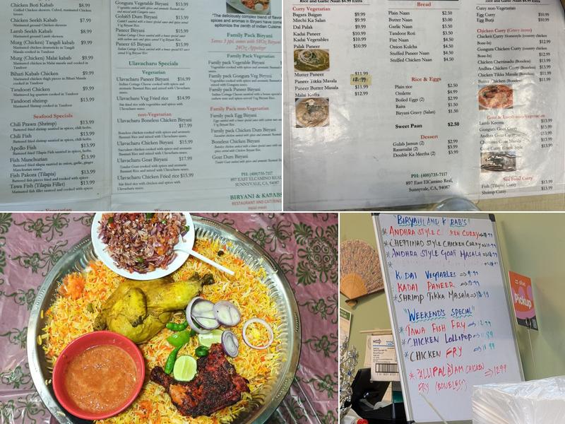 Biryani & Kababs Menu