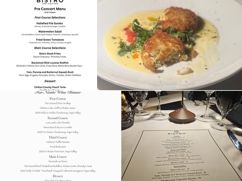 Bistro Two Eighteen Menu