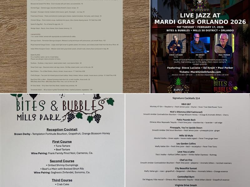 Bites & Bubbles Menu