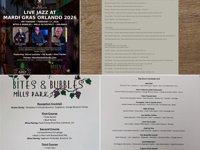 Bites & Bubbles Menu