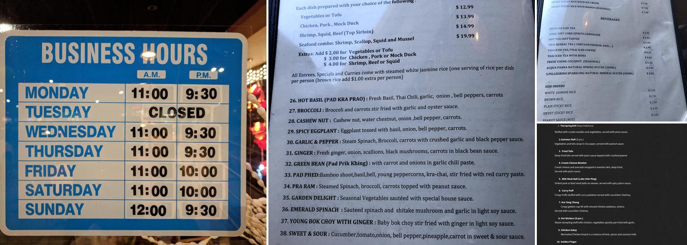 BKK THAI KITCHEN Menu