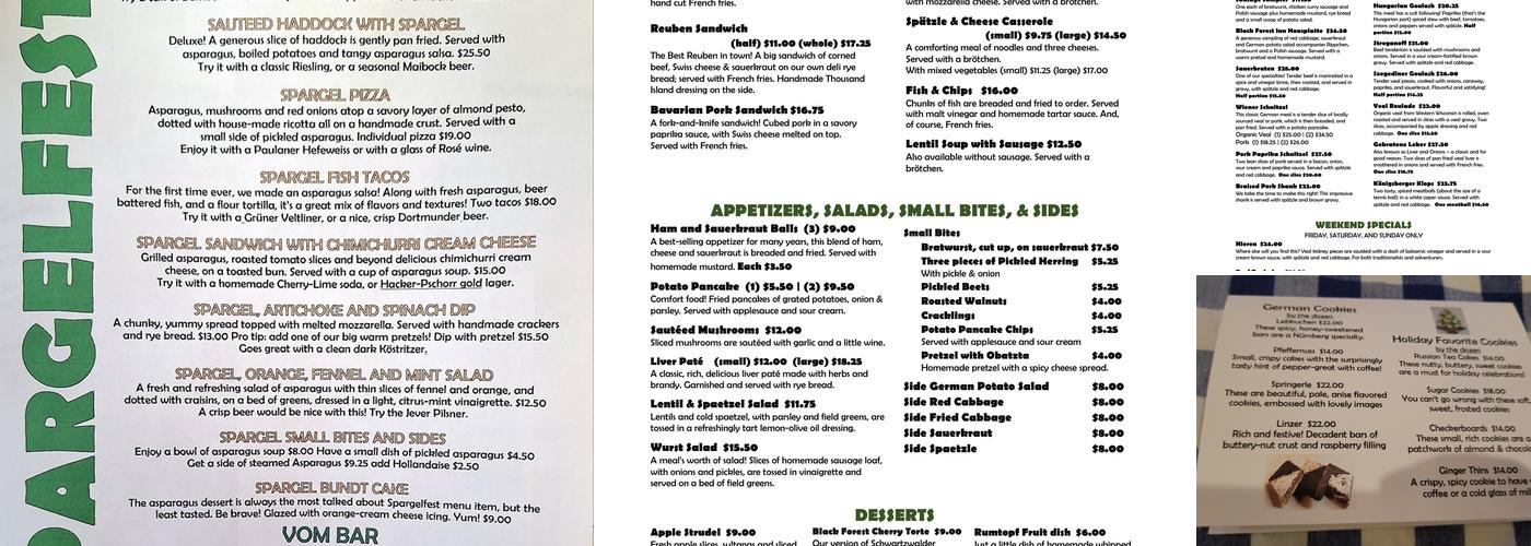 Black Forest Inn Menu