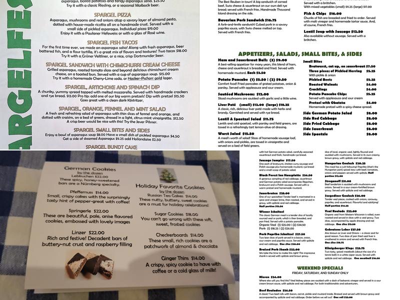 Black Forest Inn Menu