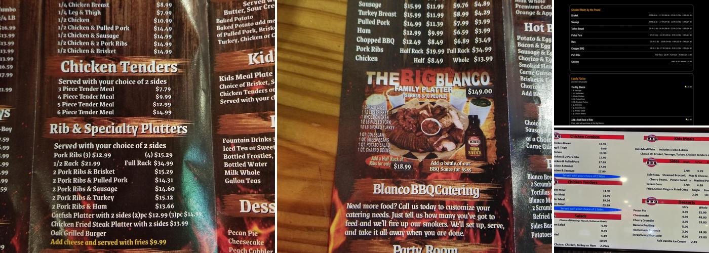 Blanco BBQ Menu