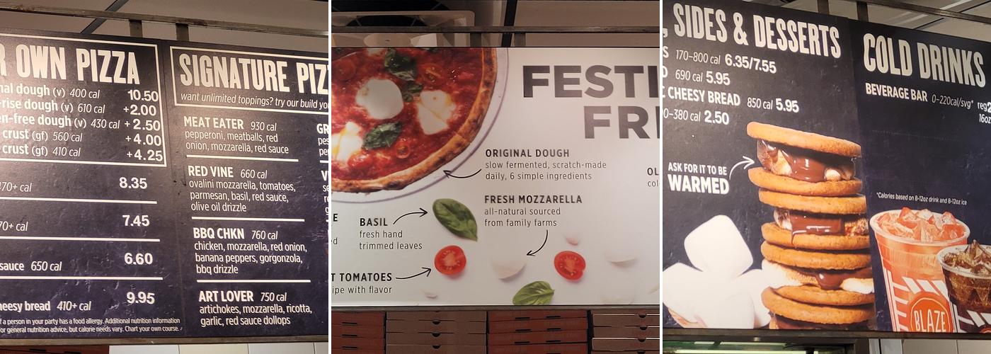 Blaze Pizza Menu