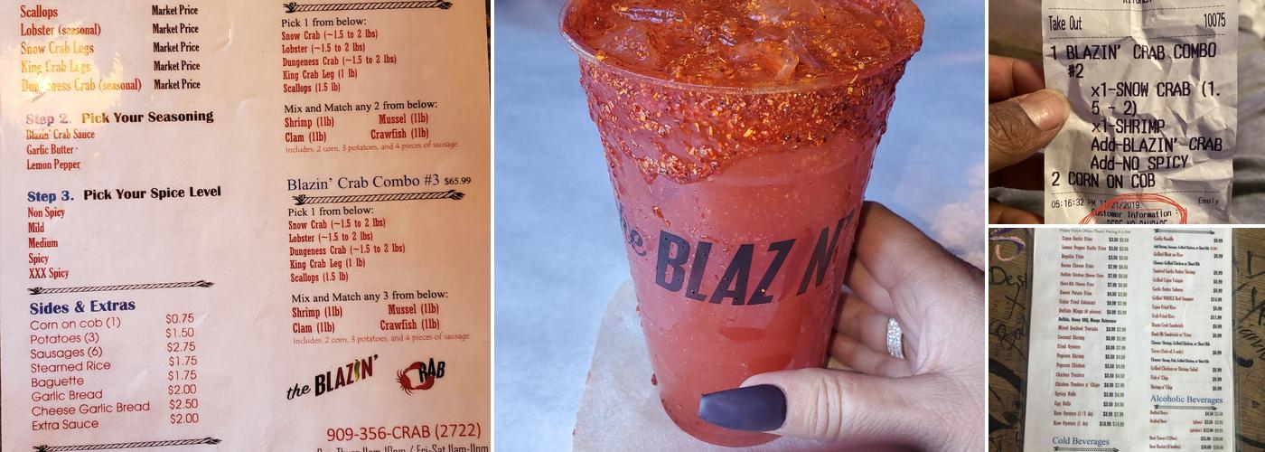 Blazin' Crab Fontana Menu
