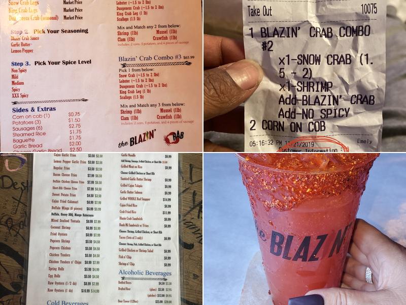 Blazin' Crab Fontana Menu