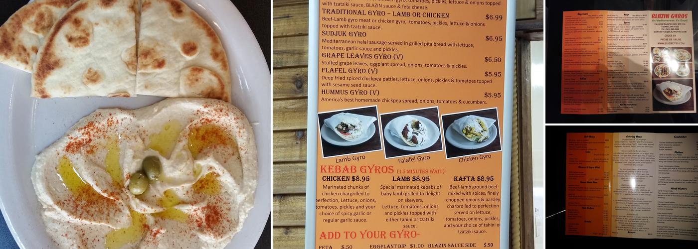 Blazin Gyros Menu