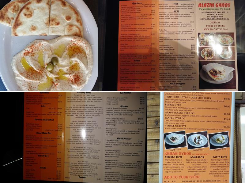 Blazin Gyros Menu