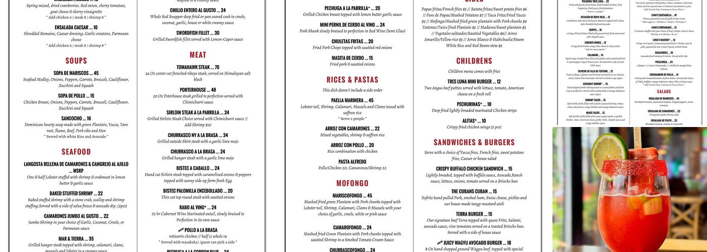 Terra Luna Providence Menu
