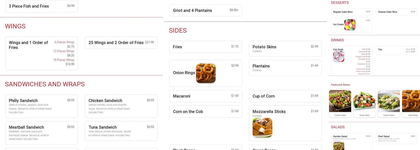 BLENDED FAMILY FOODS Menu