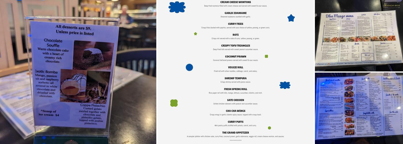 Blue Mango Menu
