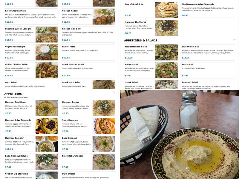 Blue Olive Grill Menu