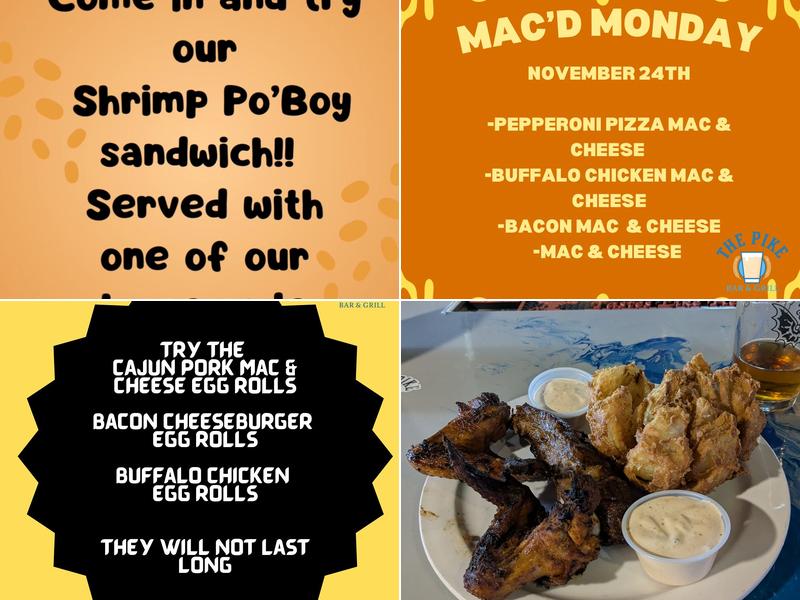 The Pike bar and Grill Menu