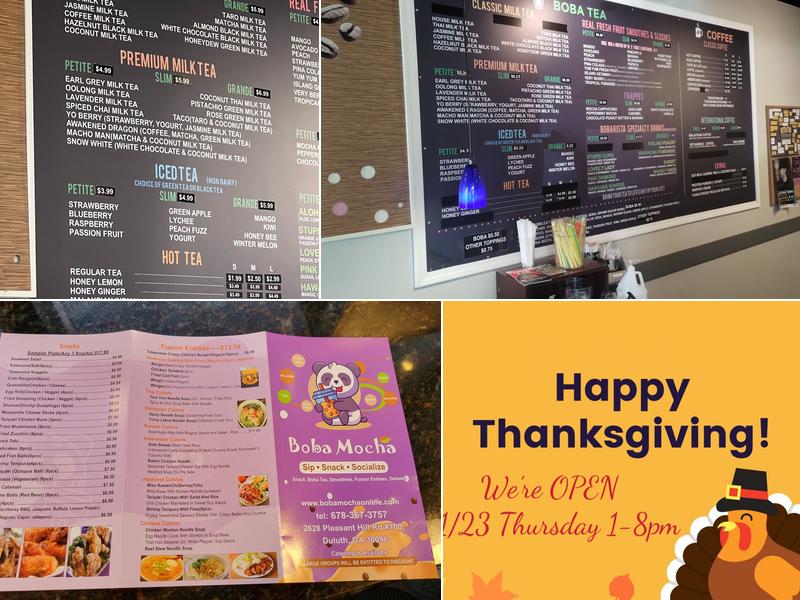 Boba Mocha Menu